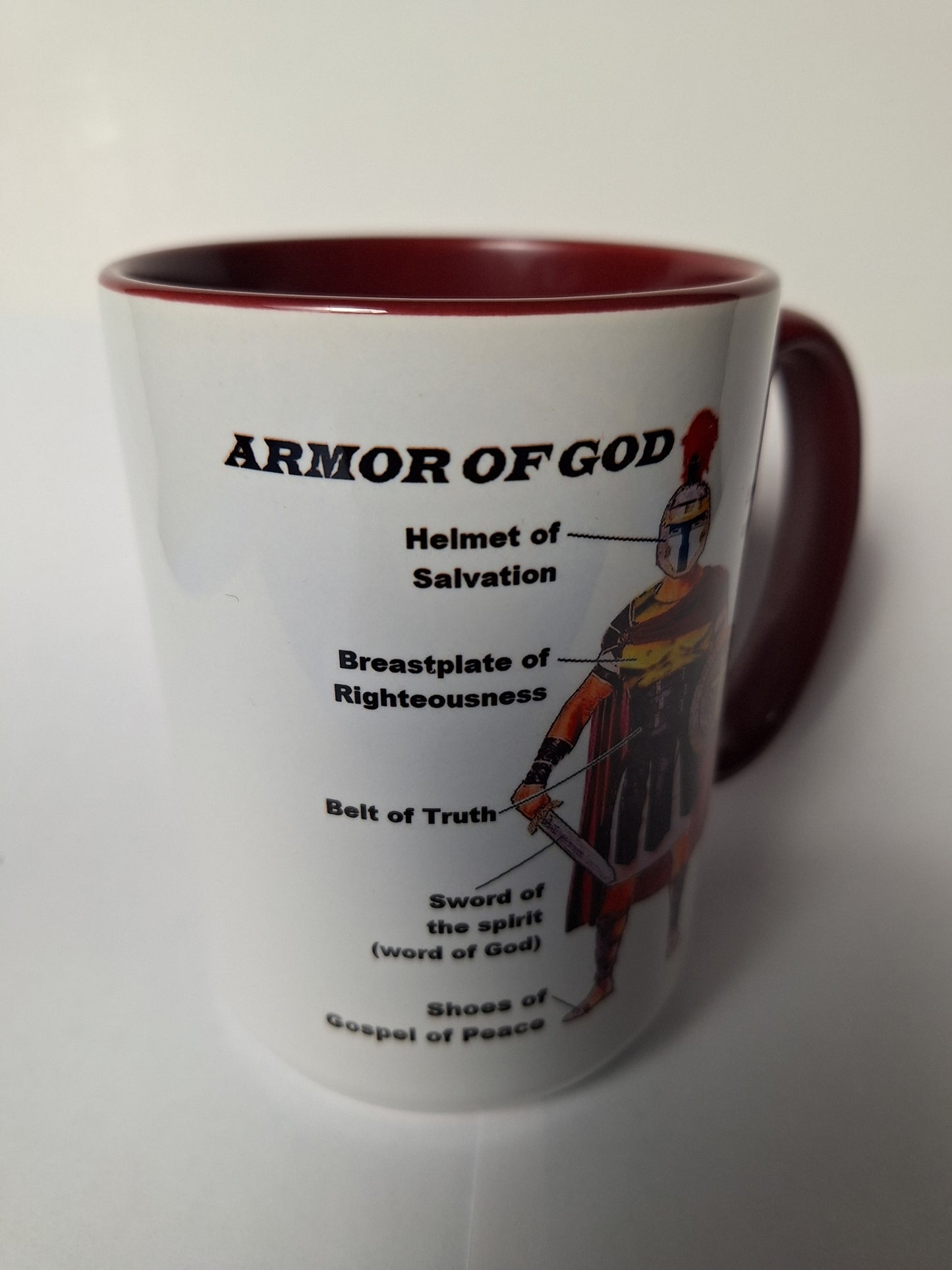 Armor of God Bible Verse with Labels with Wooden Lid Coffee Tea Mug 15 oz