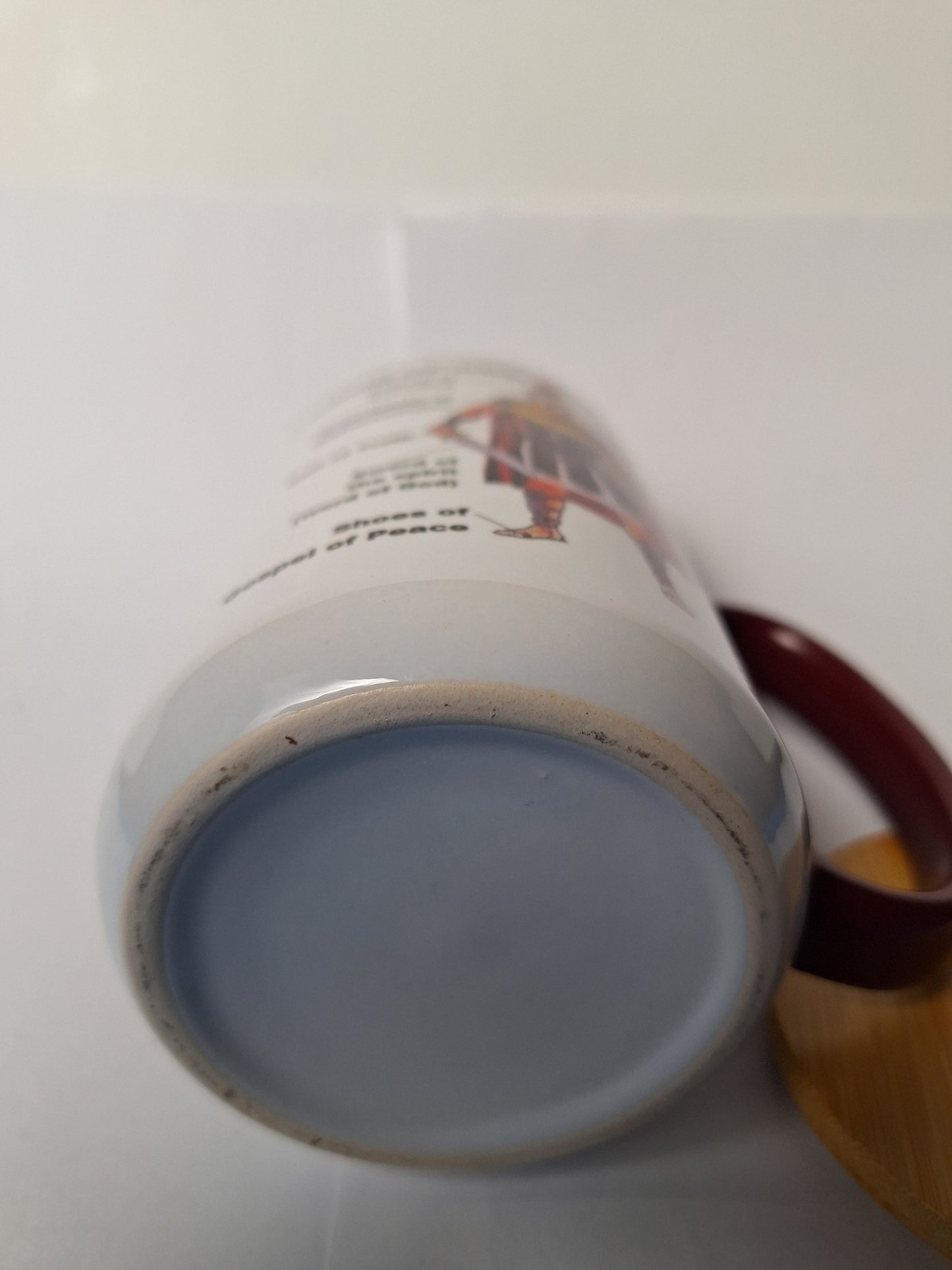 Armor of God Bible Verse with Labels with Wooden Lid Coffee Tea Mug 15 oz