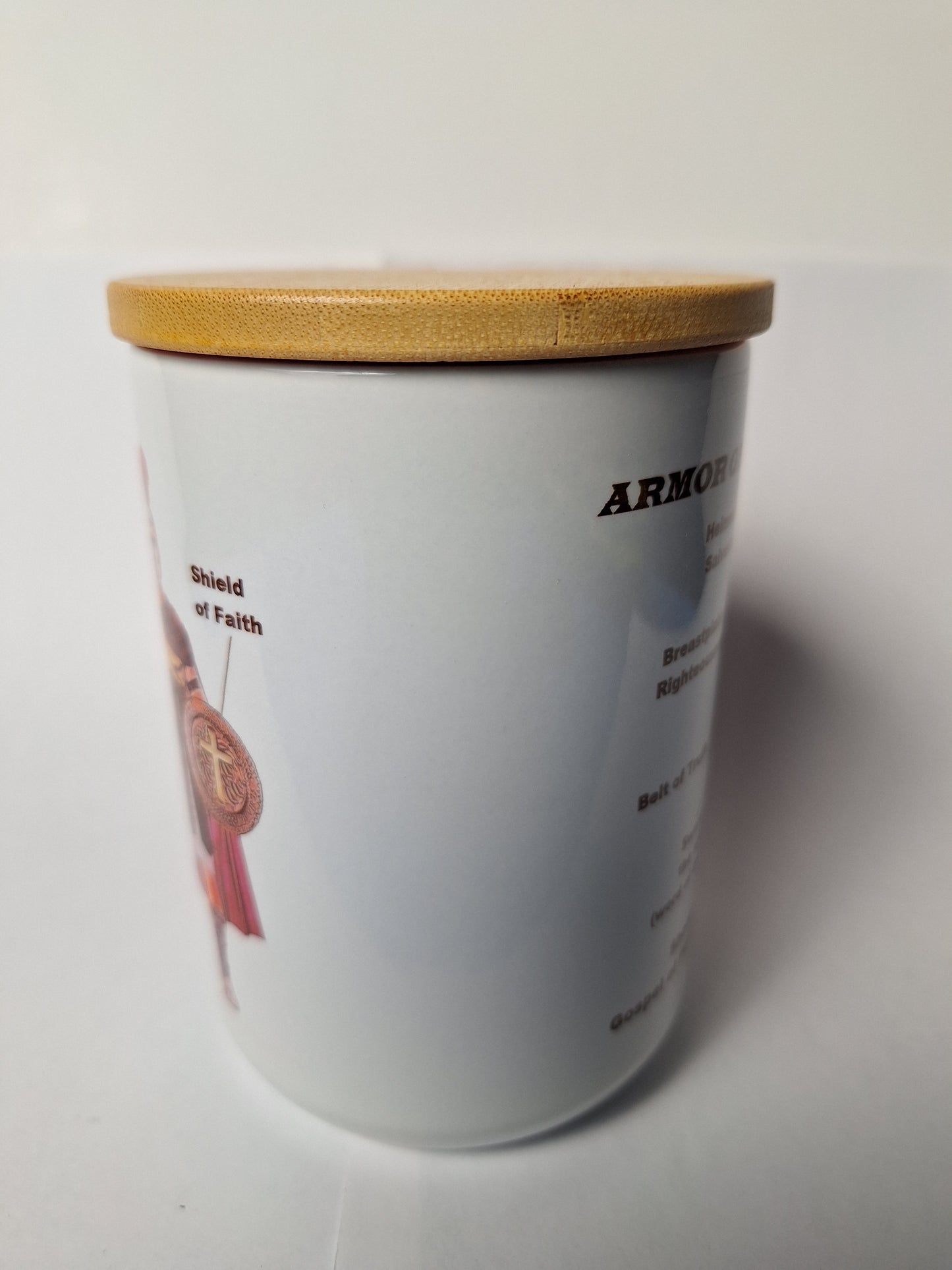 Armor of God Bible Verse with Labels with Wooden Lid Coffee Tea Mug 15 oz